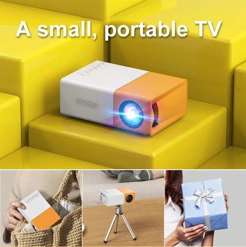 Miniproyector láser portátil YG300 para cine en casa, TV inteligente, 3D, LED, 4k, 1080P, película a través del puerto HD