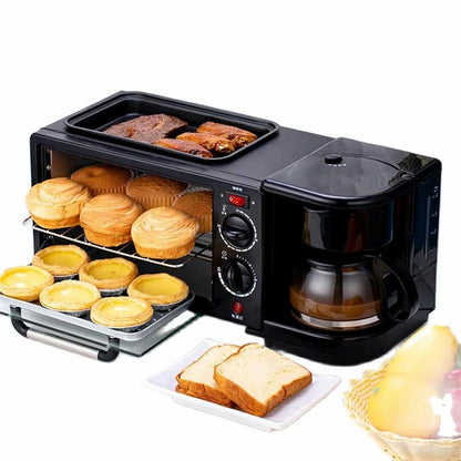 Horno eléctrico, cafetera, tostador, desayuno automático para el hogar, tostadora de leche caliente